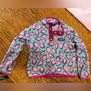 Lands' End Pink and Blue Floral Fleece Jacket